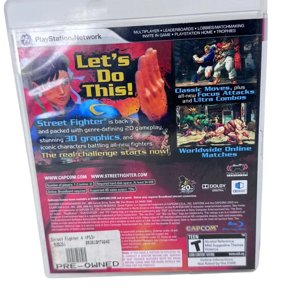 PlayStation 3 Street Fighter IV‎ Video Game Blue-ray Disc BLUS-30265 By Capcom